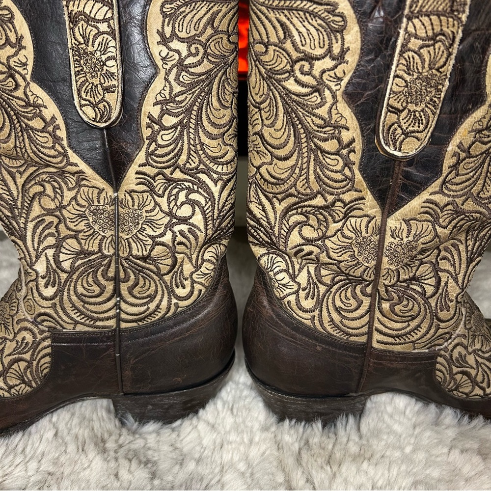Old Gringo Fieta Boots Bone and Chocolate size 8 - Picture 10 of 11